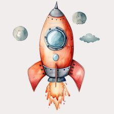 rocket ship watercolor clipart