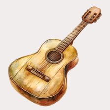 Acoustic Guitar Watercolor Clipart