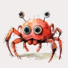 Cute Red Crab Watercolor Clipart