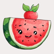 Cute Watermelon With Red Berry Clipart