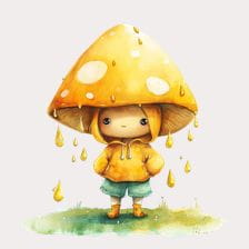 Cute Mushroom Girl Illustration