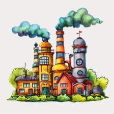 Cartoon Factory Buildings Clipart