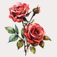 Watercolor Red Roses Clipart