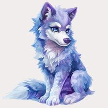 purple wolf sitting clipart