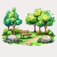 watercolor park bench clipart