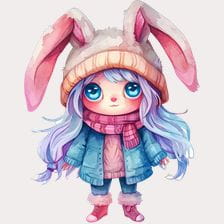 cartoon girl with bunny hat clipart