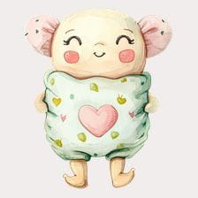 Cute Animal Holding Pillow Clipart
