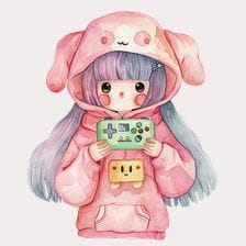 Pink Gamer Girl Clipart