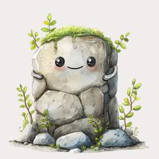 kawaii rock clipart