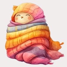 Cute Animal Wrapped In Blanket Clipart