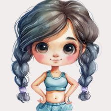 Cute Girl Watercolor Clipart