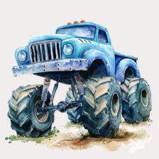 watercolor monster truck clipart
