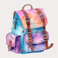 Colorful Watercolor Backpack Clipart