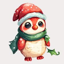 Christmas Penguin Illustration clipart