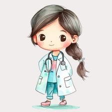 Cute cartoon doctor girl clipart