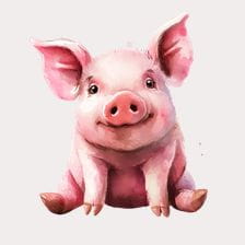 Cute Sitting Pig Clipart