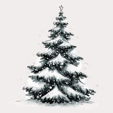 Snow Covered Christmas Tree Watercolor Clipart
