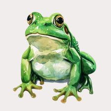 Green Frog Watercolor Clipart