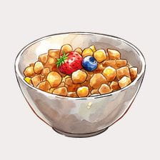 Strawberry and Blueberry Cereal Bowl Clipart