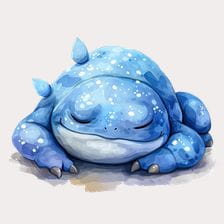 Cute Blue Sleeping Monster Clipart