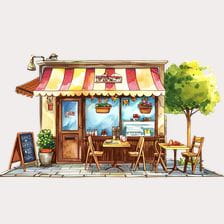 Charming Watercolor Bakery Shop Clipart