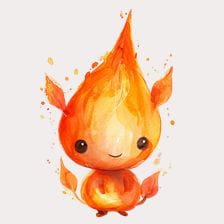 Cute cartoon fire elemental clipart