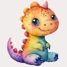 Cute Rainbow Watercolor Dinosaur Clipart