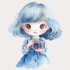 Cute Cartoon Girl With Camera Clipart