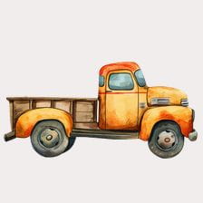 Vintage Watercolor Truck Clipart