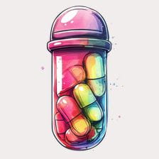 Colorful Capsules in a Transparent Bottle Clipart