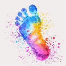 Colorful Watercolor Foot Print Clipart