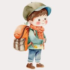 Cute Boy Backpack Clipart