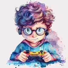 Gamer boy with headphones clipart