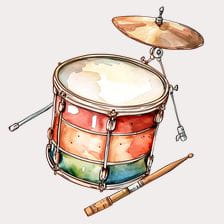 watercolor drum illustration clipart