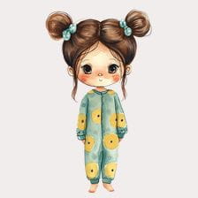 Cute Girl in Pajamas Clipart