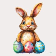 bunny rabbit with Easter eggs clipart