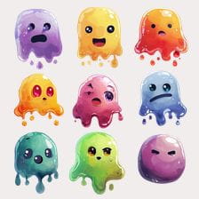Cute Cartoon Slime Emoji Set Clipart