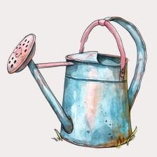 rusty blue vintage watering can clipart