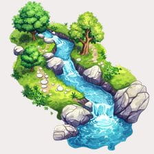 River and Trees Isometric clipart