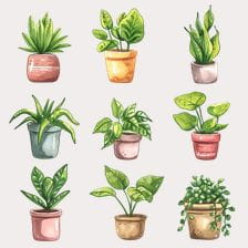 Watercolor Potted Plants Clipart