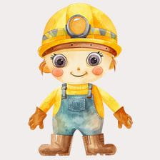 Cute Little Miner Girl Clipart