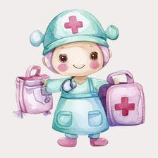 watercolor illustration of a nurse clipart