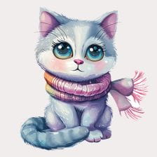 Cute Kitten Wearing Pink Scarf Clipart