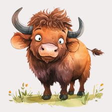 Cute brown buffalo clipart