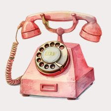 Vintage Pink Rotary Phone Clipart