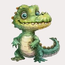 Cute Green Alligator Clipart