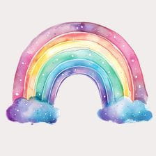 Watercolor Rainbow Clipart with Stars