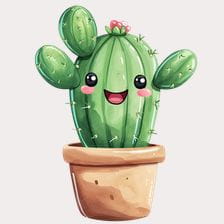 smiling cactus clipart