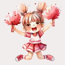 Cheerleader Girl Watercolor Clipart