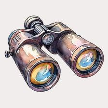 Vintage Binoculars Watercolor Illustration